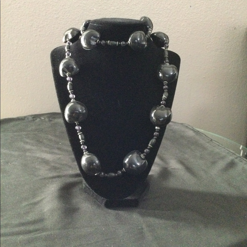 Charcoal grey versatile necklace-costume jewelry